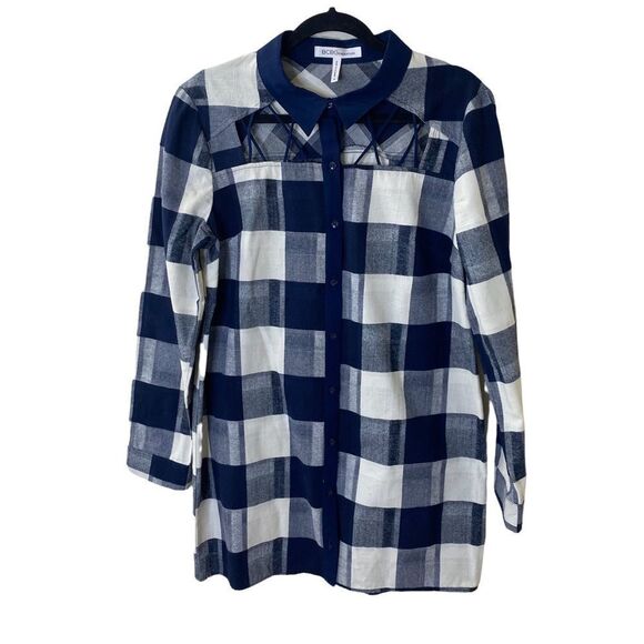 BCBGeneration Plaid Button Front Dress Sz M - Picture 1 of 10